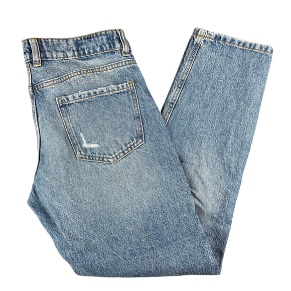 Dynamite Straight Leg Mid Rise Jeans Denim Distressed Frayed Blue Pants SIZE 24 - Picture 2 of 13